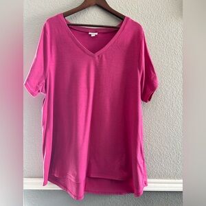 LuLaRoe Pink V-Neck Hi-Low Hem Shirt Women’s 3XL